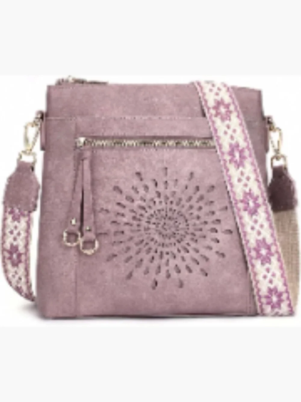 Faux Leather Multi-Pocket Hobo Crossbody Bag with Adjustable Guitar Strap